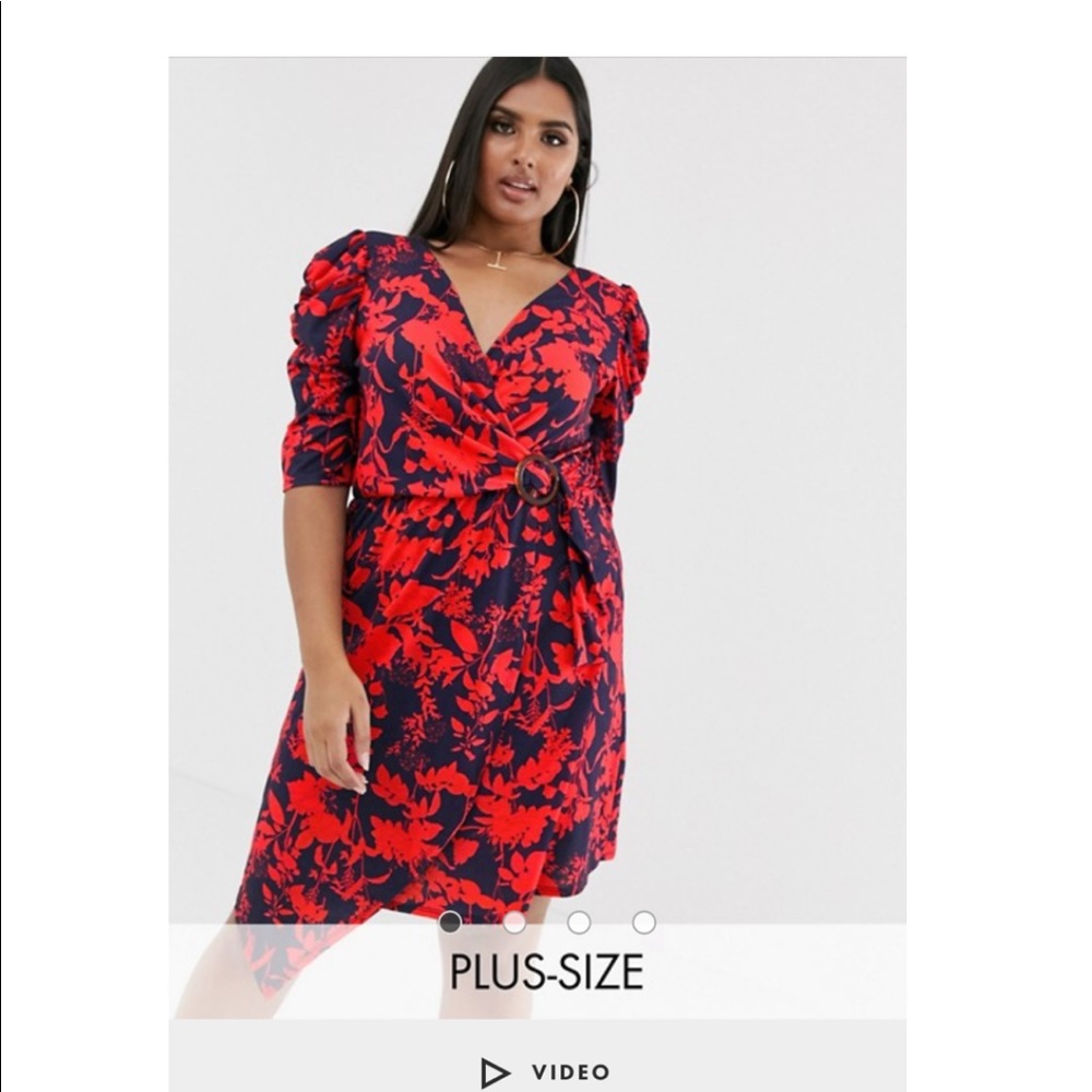 Belted Mini Wrap Dress with Ruched Sleeves in Bright Floral